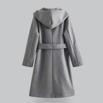 Hooded Long Trench Coat with Belt | Women's Stylish Outerwear | Water-Resistant Fabric, Adjustable Waist, and Warm Lining