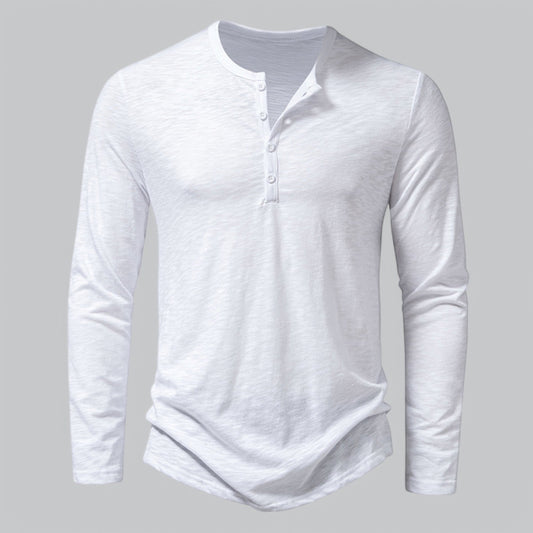 Men's Casual Cotton Henley T-Shirt | Long Sleeve, Soft Fabric, Comfortable Fit