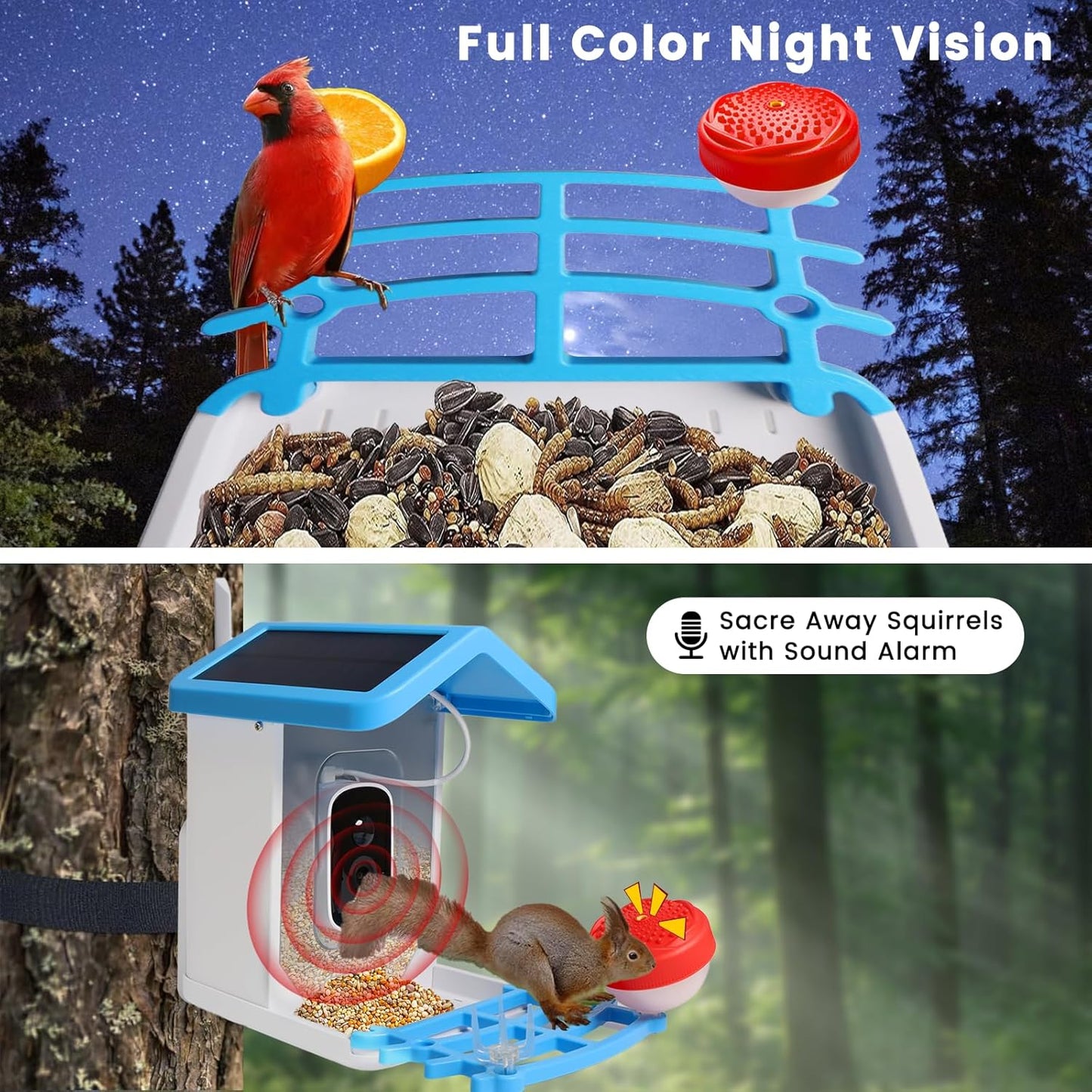 Smart Bird Feeder with Camera - Solar Powered for Live Bird Watching