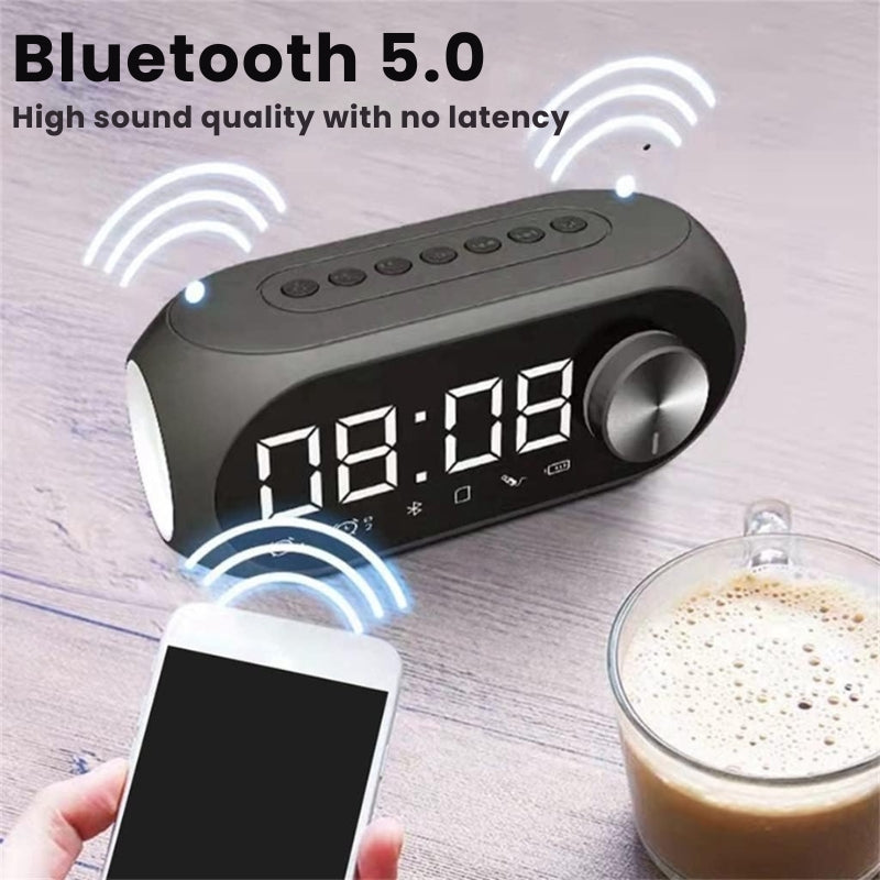 Wireless Charging Bluetooth Speaker Alarm Clock with LED Lamp