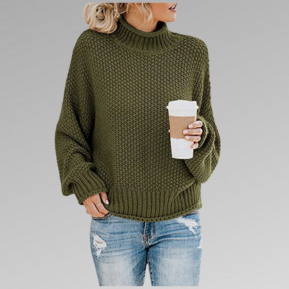 KnitAura™ | Women's High Neck Long Sleeve Sweater | Soft Knit Fabric, Cozy Fit & Stylish Design
