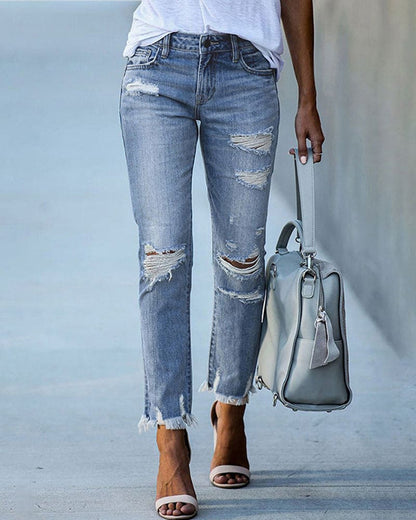 Denim Bella™ | Women's Ripped Casual Jeans | Distressed Design, High-Waisted, Comfortable Fit