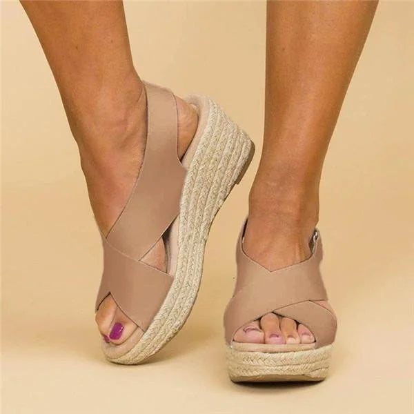 Orthopaedic Wedge Espadrilles for Women, Taupe, Comfortable Footwear, Casual Summer Shoes