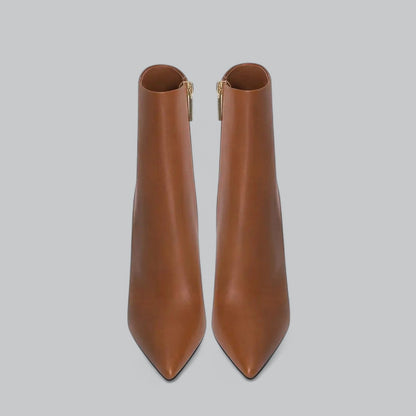 Faux Leather Pointed Slim Heels Ankle Boots | Stylish, Comfortable Fit for Women
