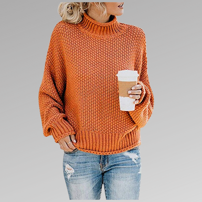 KnitAura™ | Women's High Neck Long Sleeve Sweater | Soft Knit Fabric, Cozy Fit & Stylish Design
