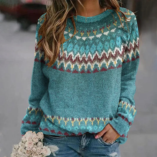 Norwegian Knitted Women's Jumper - Warm Comfortable Knitwear in Blue