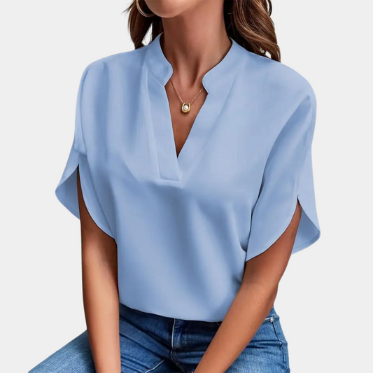 Blouse Vira™ | Women's V-Neck Blouse | Lightweight, Short Sleeve, Relaxed Fit Design