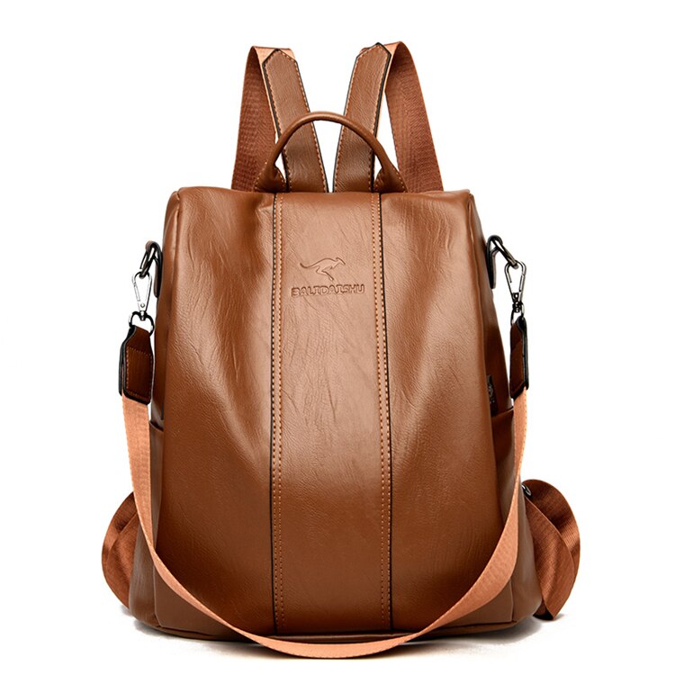 Anti-theft leather backpack women vintage shoulder bag - Getitt