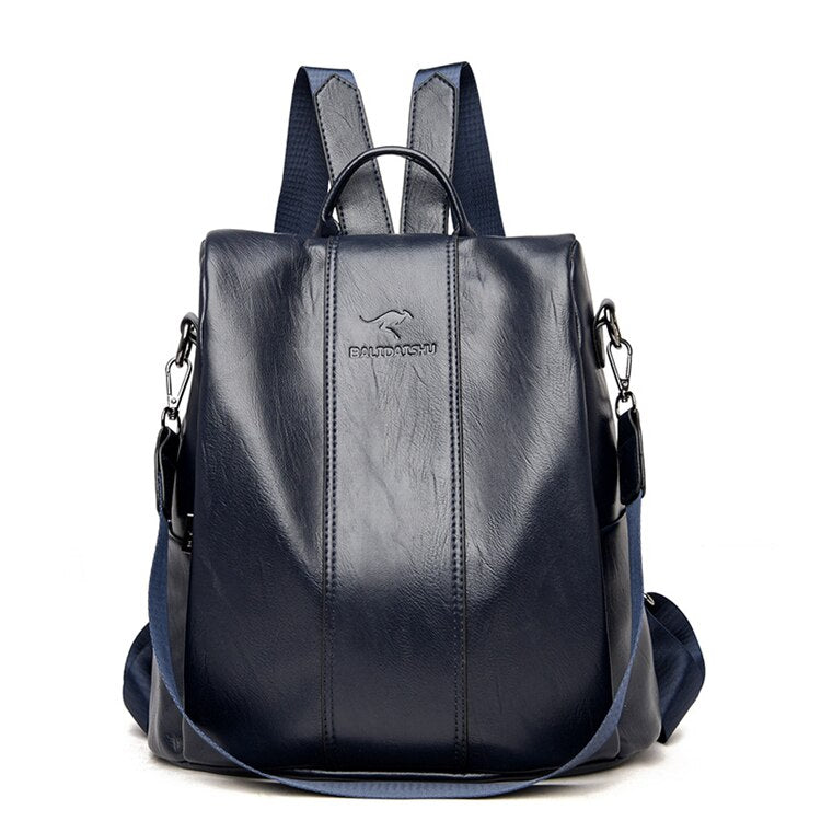 Anti-theft leather backpack women vintage shoulder bag - Getitt