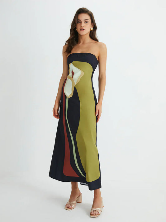 Maxi Belle™ | Abstract Strapless Maxi Dress | Lightweight Fabric, Flowy Design & Comfortable Fit