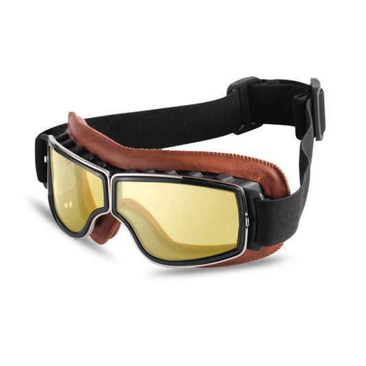 Classic Motorcycle Goggles – Vintage Leather Design, Halcyon-Style Over Glasses Goggles for UK Riders
