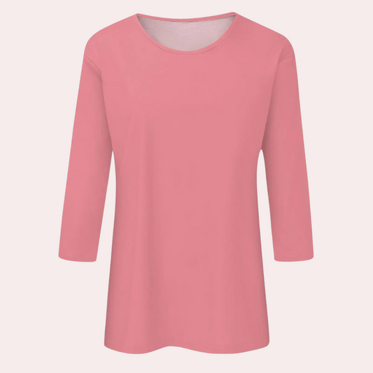 Ladies' 3/4 Sleeve T-Shirt - Casual Cotton Top for Everyday Wear