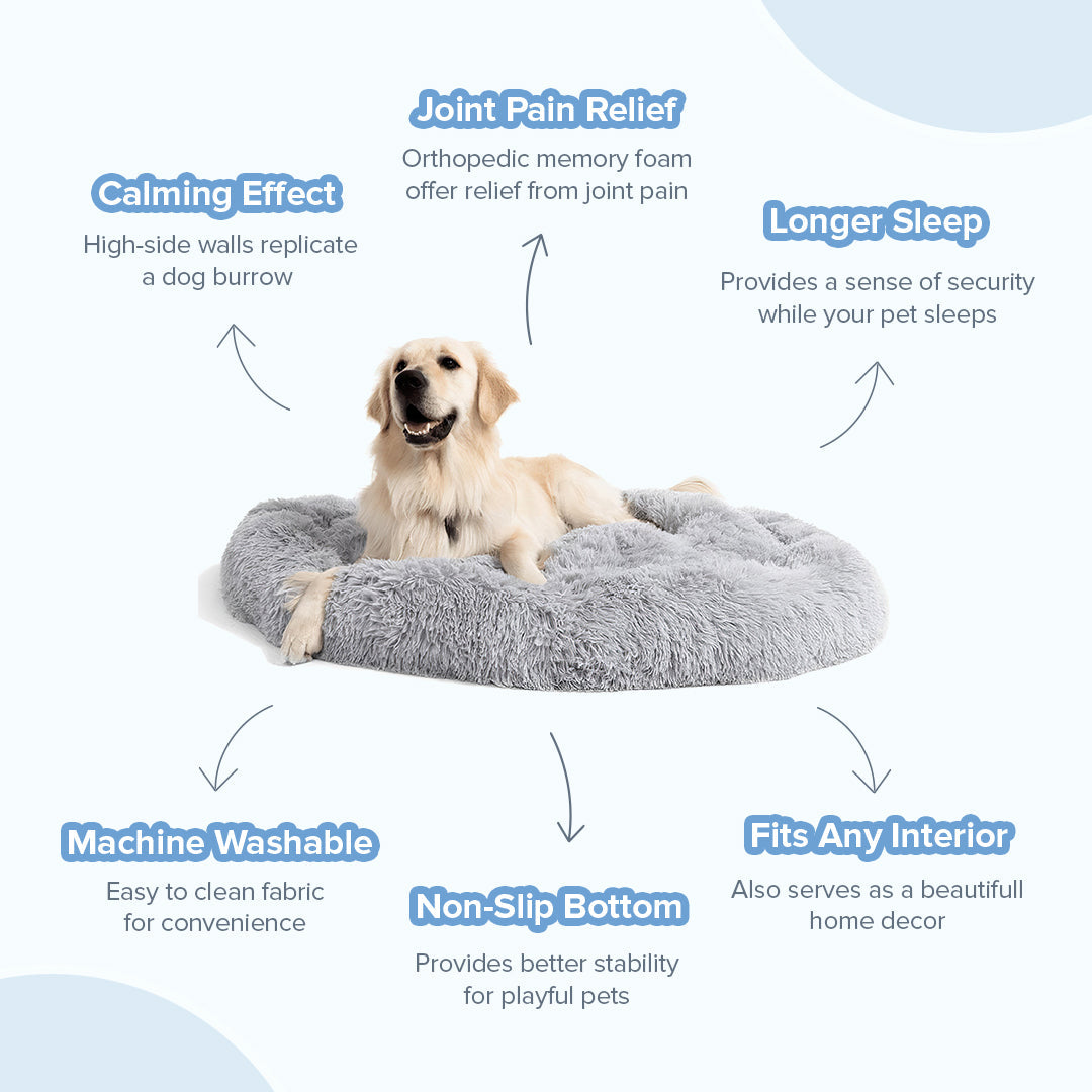 Cosy Calming Dog Bed - Soft Fluffy Dog Bed for Ultimate Comfort Washable