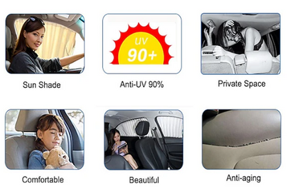 Curtains for a Car or Campervan – Stretchable Side Window Sunshade with Elastic Cord