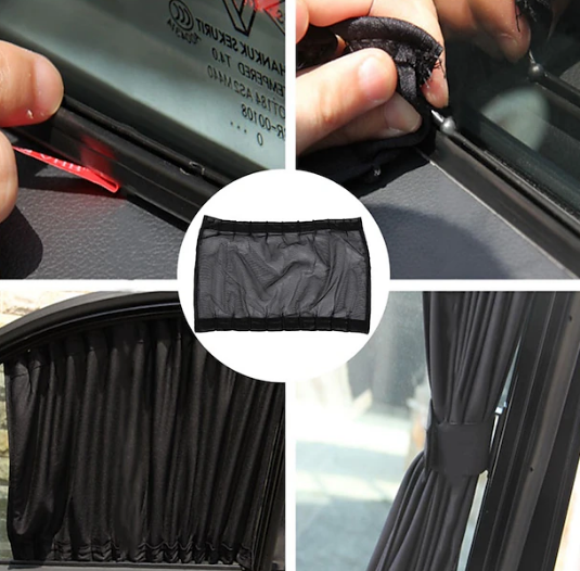 Curtains for a Car or Campervan – Stretchable Side Window Sunshade with Elastic Cord