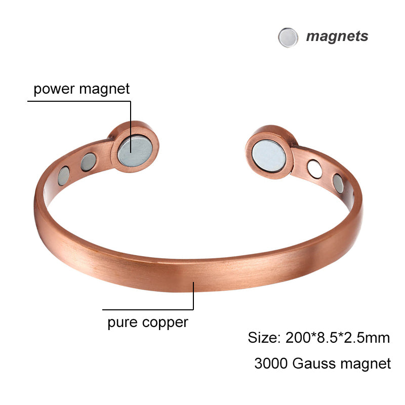 Men’s Copper Bracelet – Hi-Power Magnetic Therapy for Arthritis & Health Benefits