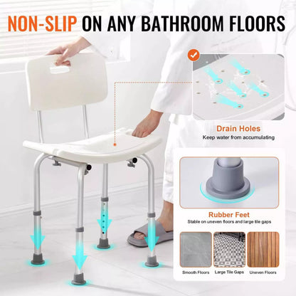 Adjustable Shower Chair for Elderly – Durable and Comfortable Shower Stool for Disabled