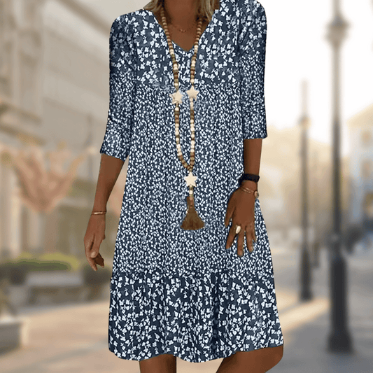 Floral Breeze™ | Women's Floral Print Midi Dress | Lightweight, Breathable Fabric, 3/4 Sleeves for Summer Style