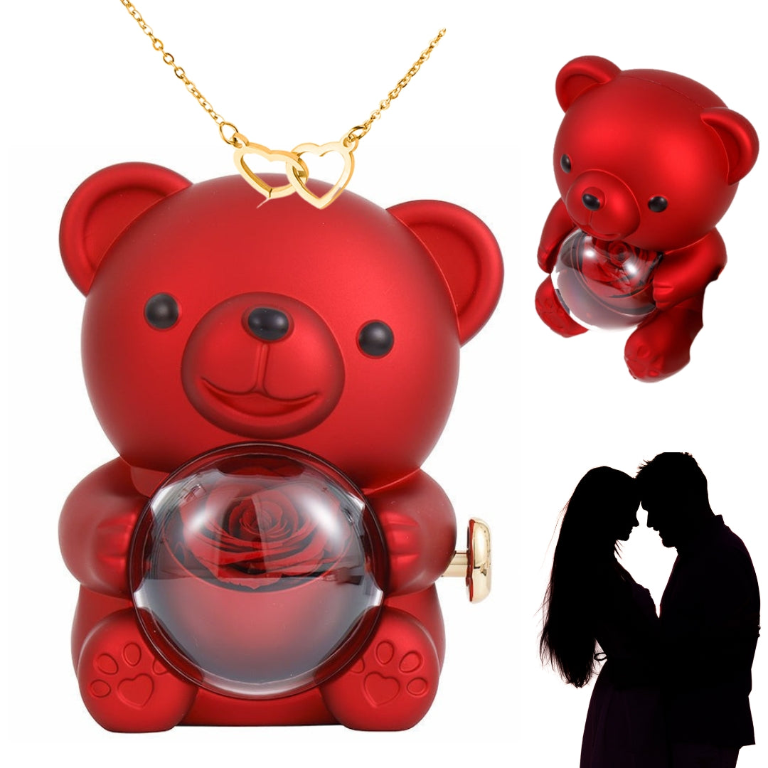 Rose Bear with Necklace | Bear with Necklace for Valentine’s Day