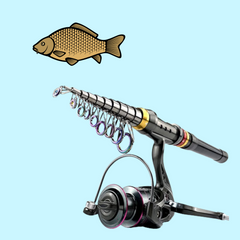 Telescopic Collapsible Carp Rod Pole and Reel for Fishing