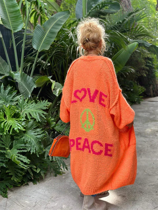 Cardigan Bliss™ | Women's Love and Peace Cardigan | Soft Knit, Open Front Design & Cozy Fit