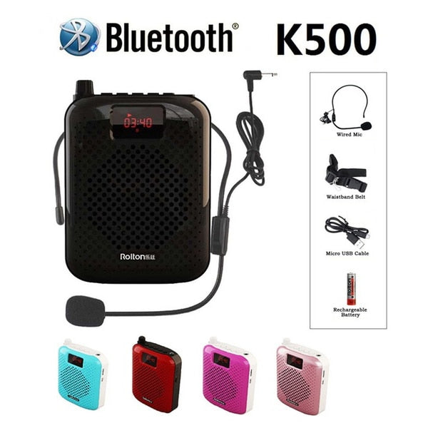 K500 Microphone Bluetooth Loudspeaker Portable Auto Pairing USB Charging Voice Amplifier Megaphone Speaker For Teaching