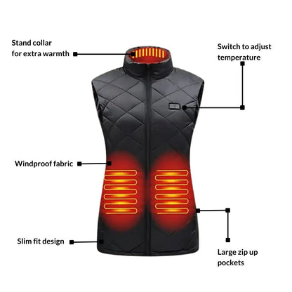 Women's Heated Gilet with Battery Pack – Warm, Rechargeable Body Warmer for Cold Weather