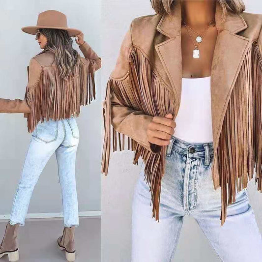 Fringe Aura™ | Suede Fringed Jacket | Soft Suede, Stylish Fringe Details & Lightweight Design