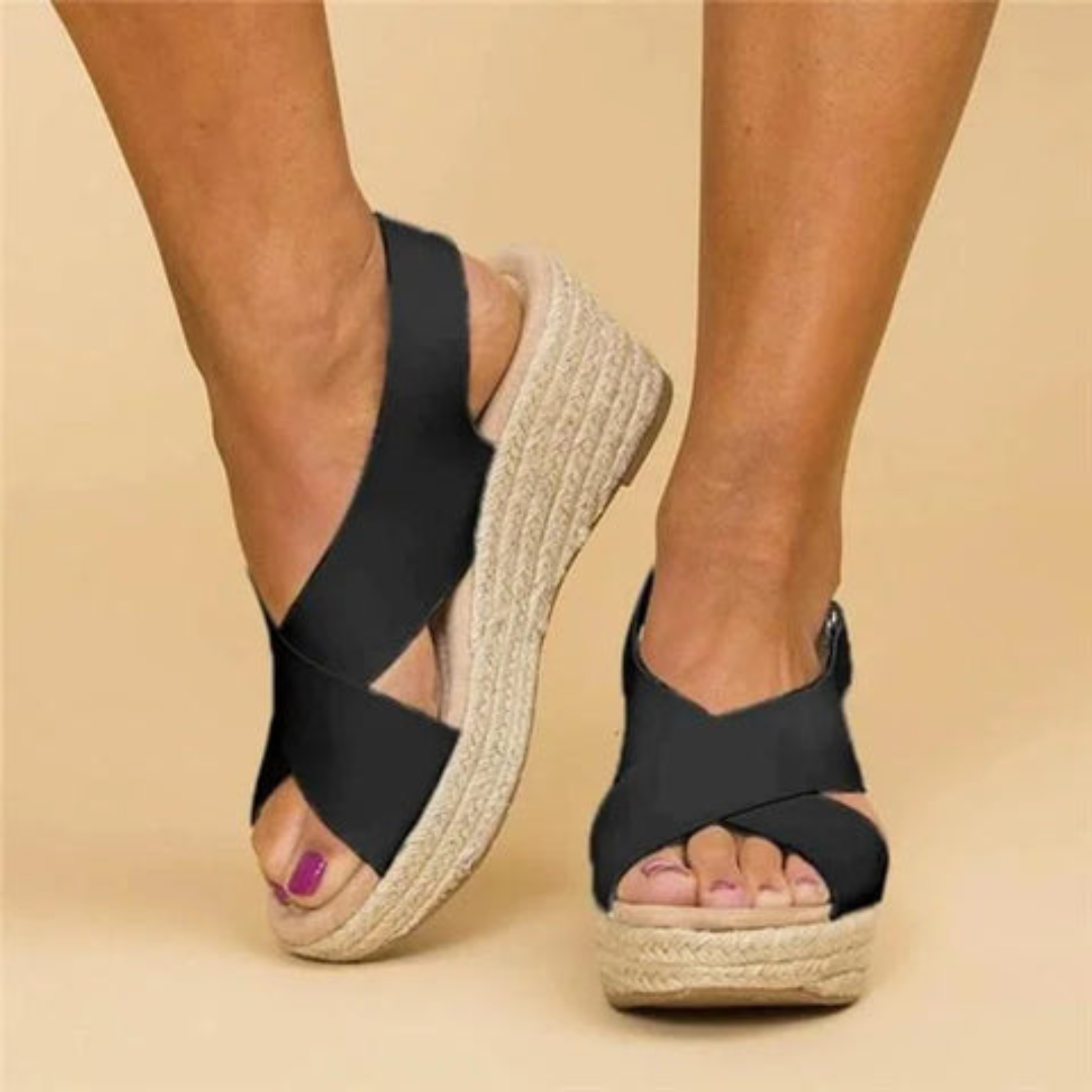 Wedge Aura™ | Women's Cross-Strap Wedge Sandals | Durable Material, Stylish Design & Comfortable Fit
