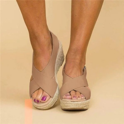 Wedge Aura™ | Women's Cross-Strap Wedge Sandals | Durable Material, Stylish Design & Comfortable Fit