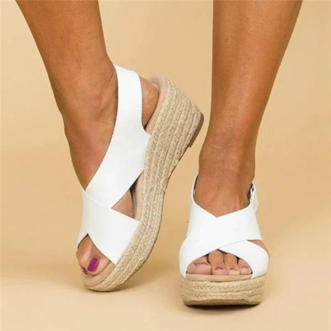 Wedge Aura™ | Women's Cross-Strap Wedge Sandals | Durable Material, Stylish Design & Comfortable Fit