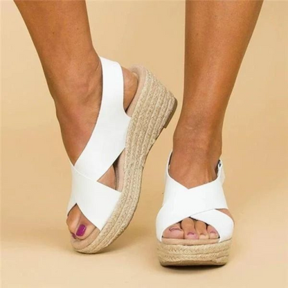 Wedge Aura™ | Women's Cross-Strap Wedge Sandals | Durable Material, Stylish Design & Comfortable Fit
