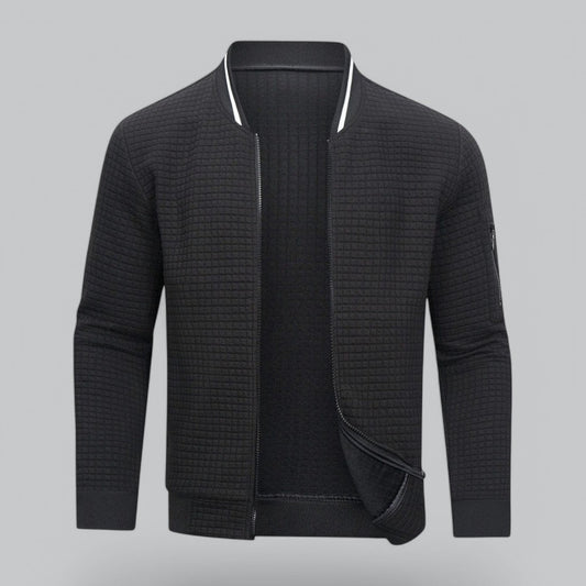 Checkered Corduroy Zipper Bomber Jacket | Quilted Design, Warm & Stylish Outerwear for Men