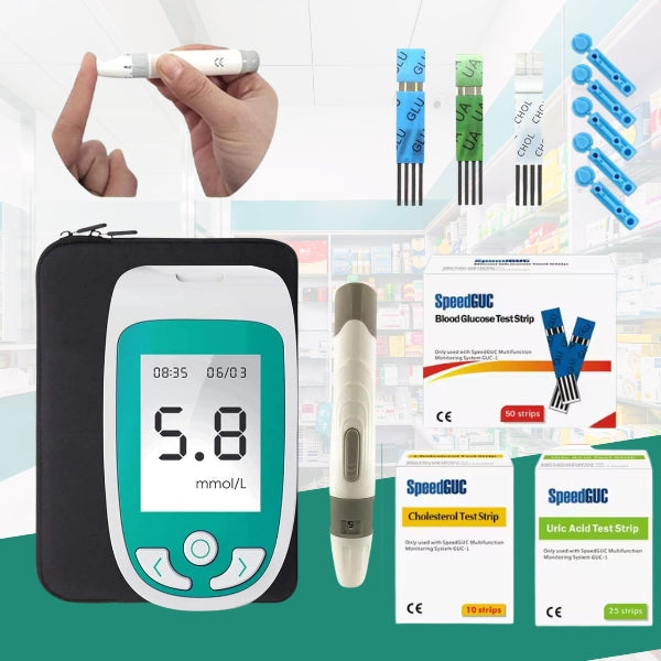 Multifunctional Analyzer Home Cholesterol Test Kit with Lancets Uric Acid Meter Glucose Meter