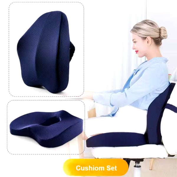 Orthopedic Memory Foam Seat Cushion – Back & Lumbar Support for Office Chairs