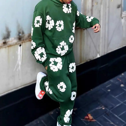 Unisex Tracksuit Set, Denim Material, Casual Sportswear, Comfortable Fit, Activewear for Everyday Use