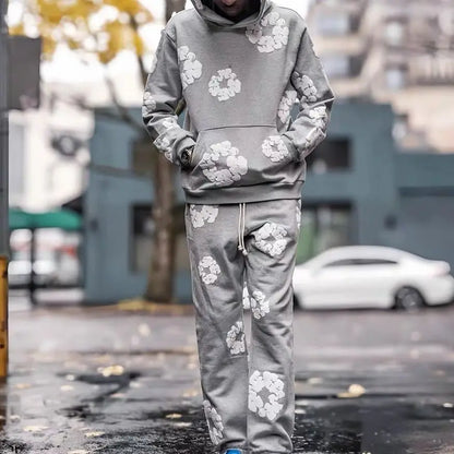 Unisex Tracksuit Set, Denim Material, Casual Sportswear, Comfortable Fit, Activewear for Everyday Use
