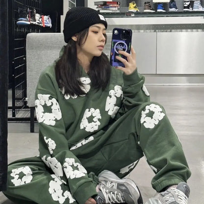 Unisex Tracksuit Set, Denim Material, Casual Sportswear, Comfortable Fit, Activewear for Everyday Use