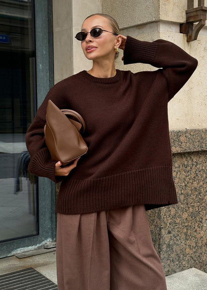 Knit Aura™ | Oversized Gray Knit Sweater | Soft Fabric, Cozy Fit & Casual Style