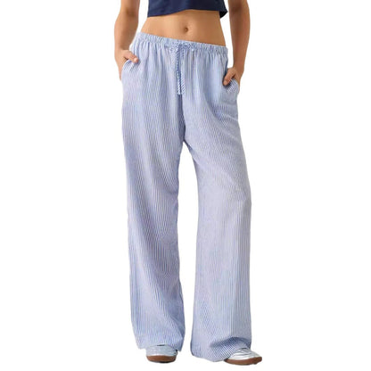 Pinstripe Belle™ | Women's Casual Loose Trousers | Elastic Waist, Lightweight Fabric & Relaxed Fit