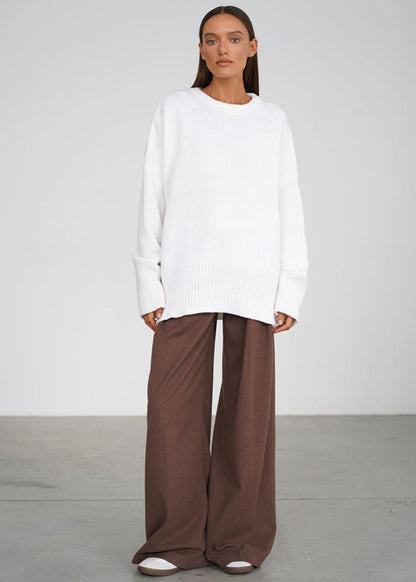 Knit Aura™ | Oversized Gray Knit Sweater | Soft Fabric, Cozy Fit & Casual Style