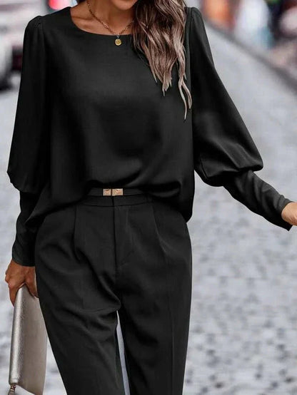 Blouse Aura™ | Women's Pleated Sleeve Blouse | Lightweight Fabric, Stylish Design & Comfortable Fit