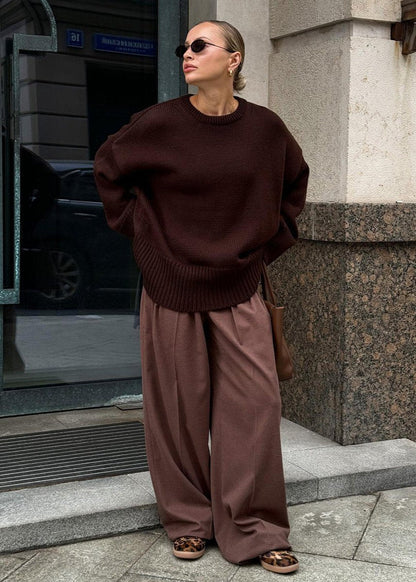 Knit Aura™ | Oversized Gray Knit Sweater | Soft Fabric, Cozy Fit & Casual Style