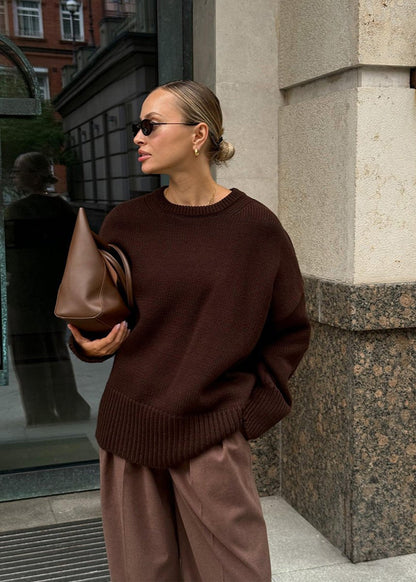 Knit Aura™ | Oversized Gray Knit Sweater | Soft Fabric, Cozy Fit & Casual Style