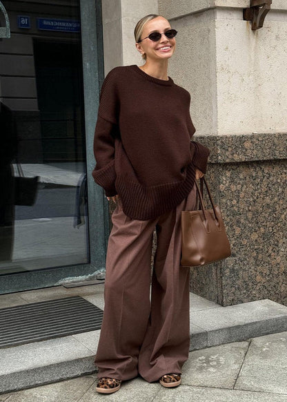 Knit Aura™ | Oversized Gray Knit Sweater | Soft Fabric, Cozy Fit & Casual Style