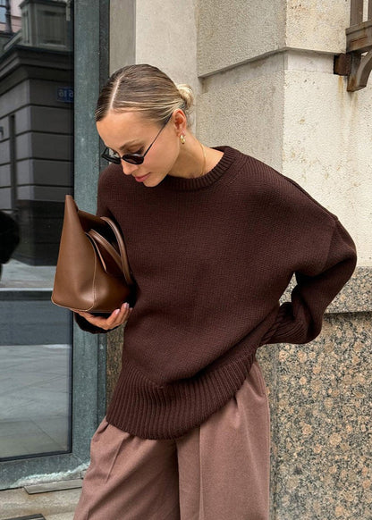 Knit Aura™ | Oversized Gray Knit Sweater | Soft Fabric, Cozy Fit & Casual Style