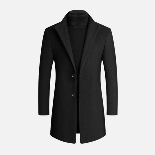Ravenscroft | Mens Clasic Wool Overcoat Smart Long Trench Style Crombie Coat