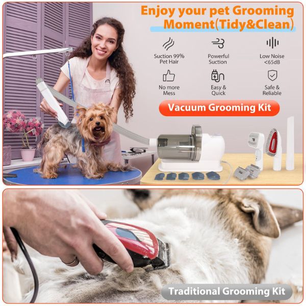 Professional Dog Grooming Kit with Vacuum 2.5L: Clippers, Hair Clipper, Grooming Tools, and Vacuum Dog Groomer Kit