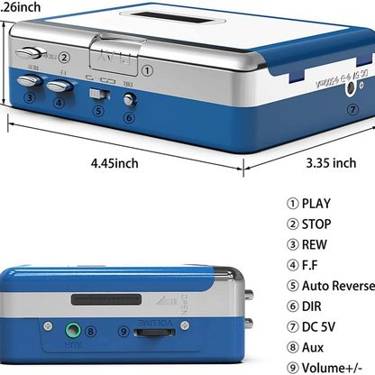 Bluetooth Compact Cassette Radio Tape and Player