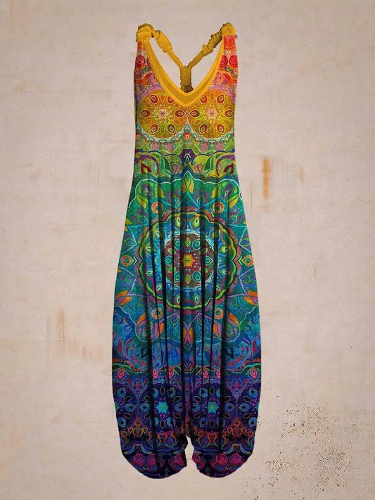 Boho Luxe™ | Women's Bohemian Jumpsuit | Halter Neck, Loose Fit, Full Length Harem Style